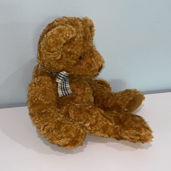 Russ Berrie Kembell Teddy Bear 14" Brown Plush Stuffed Bear With Plaid Bow - Picture 3 of 8